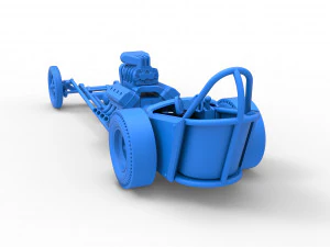 Front engine old school dragster with V8 Scale 1 to 25 3D Print Model