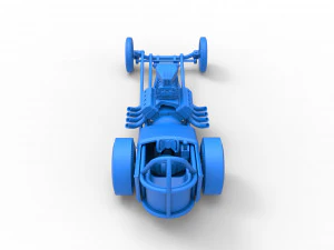 Front engine old school dragster with V8 Scale 1 to 25 3D Print Model