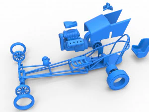 Front engine old school dragster with V8 Scale 1 to 25 3D Print Model