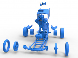 Front engine old school dragster with V8 Scale 1 to 25 3D 프린트 모델
