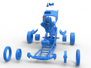Front engine old school dragster with V8 Scale 1 to 25 3D Print Model