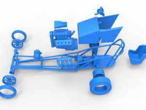 Front engine old school dragster with V8 Scale 1 to 25 3D 프린트 모델