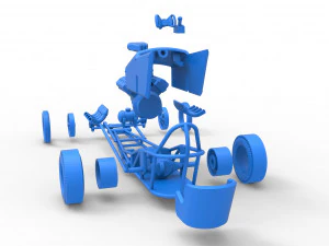 Front engine old school dragster with V8 Scale 1 to 25 3D Print Model