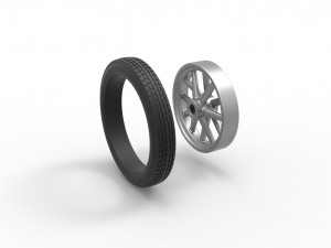 Front wheel of old school dragster Scale 1 to 25 3D 프린트 모델
