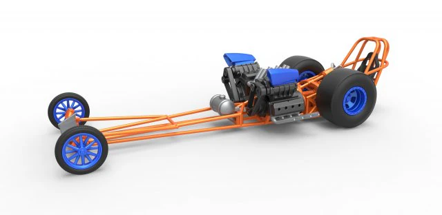 Front engine dragster with 2 V8 Version 2 Scale 1 to 25 3D Print Model .c4d .max .obj .3ds .fbx .stl .blend 