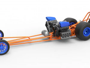 フロントエンジンドラッグスター 2 V8 バージョン 2 スケール 1 ~ 25 3Dプリントモデル