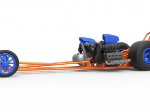 Front engine dragster with 2 V8 Version 2 Scale 1 to 25 3D Print Model