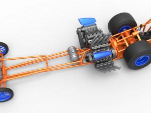 Front engine dragster with 2 V8 Version 2 Scale 1 to 25 Modelo de impresión 3D