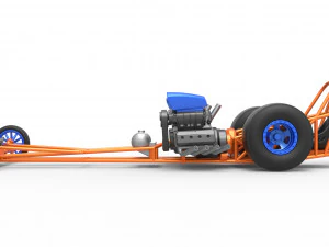Front engine dragster with 2 V8 Version 2 Scale 1 to 25 3D Print Model