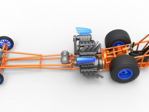 Front engine dragster with 2 V8 Version 2 Scale 1 to 25 Modelo de impresión 3D