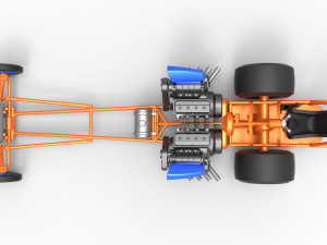 Front engine dragster with 2 V8 Version 2 Scale 1 to 25 Modelo de impresión 3D