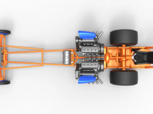 Front engine dragster with 2 V8 Version 2 Scale 1 to 25 3D Print Model