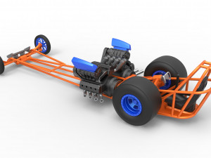Front engine dragster with 2 V8 Version 2 Scale 1 to 25 Modelo de impresión 3D
