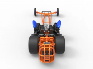 Front engine dragster with 2 V8 Version 2 Scale 1 to 25 3D Print Model