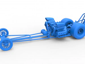 Front engine dragster with 2 V8 Version 2 Scale 1 to 25 3D Print Model