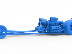 Front engine dragster with 2 V8 Version 2 Scale 1 to 25 3D Print Model