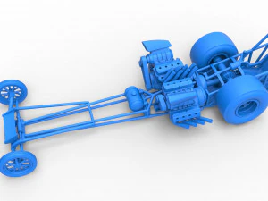 Front engine dragster with 2 V8 Version 2 Scale 1 to 25 3D Print Model