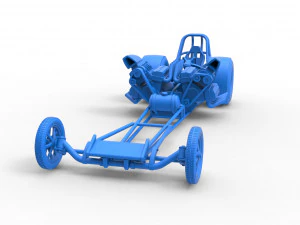 Front engine dragster with 2 V8 Version 2 Scale 1 to 25 3D Print Model