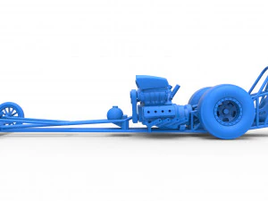 Front engine dragster with 2 V8 Version 2 Scale 1 to 25 3D Print Model