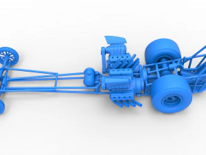 Front engine dragster with 2 V8 Version 2 Scale 1 to 25 3D Print Model