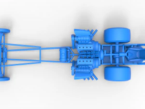 Front engine dragster with 2 V8 Version 2 Scale 1 to 25 3D Print Model