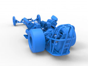 Front engine dragster with 2 V8 Version 2 Scale 1 to 25 3D Print Model