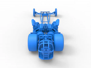 Front engine dragster with 2 V8 Version 2 Scale 1 to 25 3D Print Model