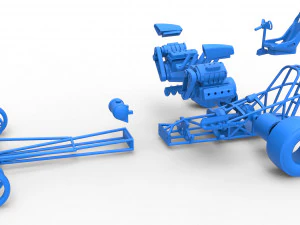 Front engine dragster with 2 V8 Version 2 Scale 1 to 25 3D Print Model