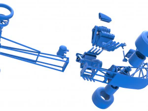 Front engine dragster with 2 V8 Version 2 Scale 1 to 25 3D Print Model