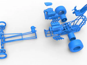 Front engine dragster with 2 V8 Version 2 Scale 1 to 25 3D Print Model