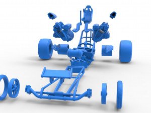 Front engine dragster with 2 V8 Version 2 Scale 1 to 25 Modelo de impresión 3D