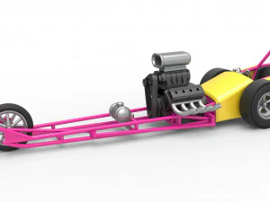 전면 엔진 구식 3륜 드래그스터 스케일 1~25 3D 프린트 모델