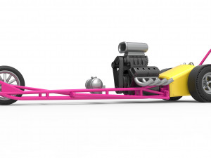 Front engine old school three wheeled dragster Scale 1 to 25 3D-printmodel
