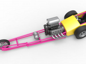 Front engine old school three wheeled dragster Scale 1 to 25 3D-printmodel