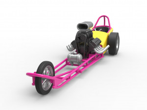 Front engine old school three wheeled dragster Scale 1 to 25 3D-printmodel
