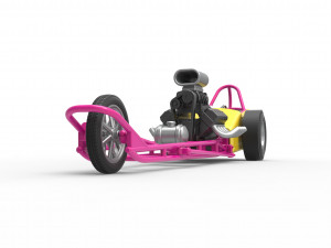 Front engine old school three wheeled dragster Scale 1 to 25 3D-printmodel
