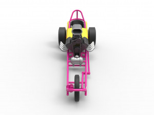 Front engine old school three wheeled dragster Scale 1 to 25 3D-printmodel