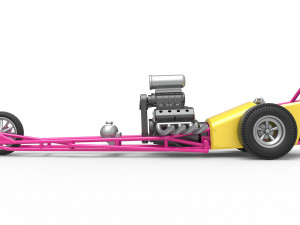 Front engine old school three wheeled dragster Scale 1 to 25 3D-printmodel