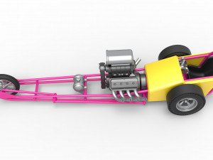 Front engine old school three wheeled dragster Scale 1 to 25 3D-printmodel