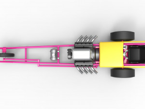 Front engine old school three wheeled dragster Scale 1 to 25 3D-printmodel