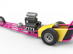 Front engine old school three wheeled dragster Scale 1 to 25 3D-printmodel
