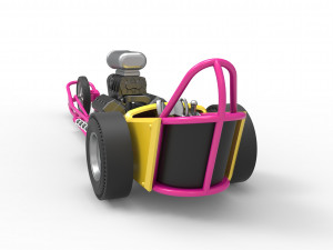 Front engine old school three wheeled dragster Scale 1 to 25 3D-printmodel