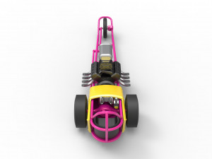 Front engine old school three wheeled dragster Scale 1 to 25 3D-printmodel