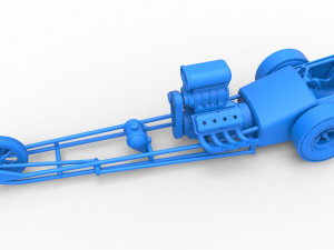 Front engine old school three wheeled dragster Scale 1 to 25 3D-printmodel