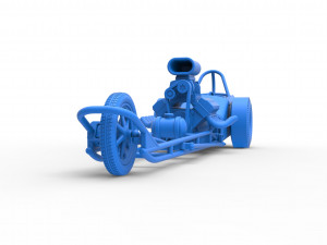 Front engine old school three wheeled dragster Scale 1 to 25 3D-printmodel