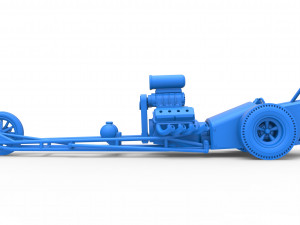 Front engine old school three wheeled dragster Scale 1 to 25 3D-printmodel