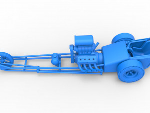 Front engine old school three wheeled dragster Scale 1 to 25 3D-printmodel