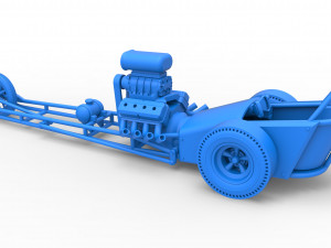 Front engine old school three wheeled dragster Scale 1 to 25 3D-printmodel