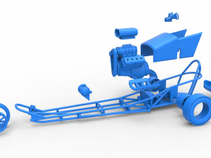 Front engine old school three wheeled dragster Scale 1 to 25 3D-printmodel