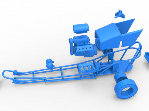 Front engine old school three wheeled dragster Scale 1 to 25 3D-printmodel
